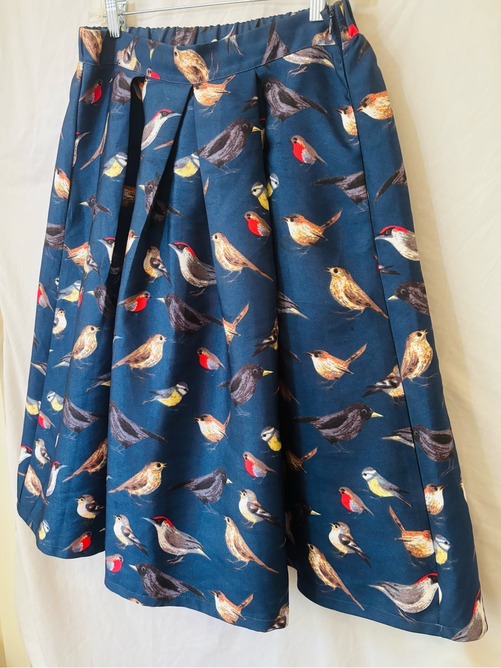 Navy blue bird print skirt